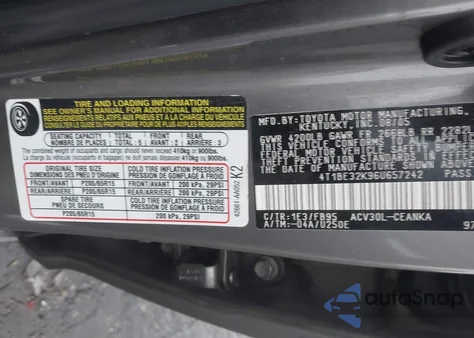 2006 Toyota Camry Le from USA, damaged, VIN 4T1BE32K96U657242